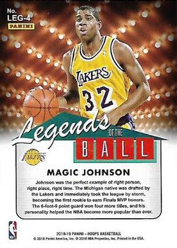 2018-19 Hoops - Legends of the Ball #LEG-4 Magic Johnson Back