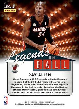 2018-19 Hoops - Legends of the Ball #LEG-5 Ray Allen Back