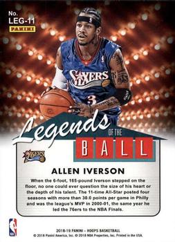 2018-19 Hoops - Legends of the Ball #LEG-11 Allen Iverson Back
