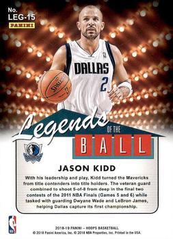 2018-19 Hoops - Legends of the Ball #LEG-15 Jason Kidd Back