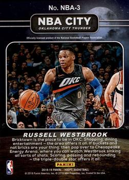 2018-19 Hoops - NBA City #NBA-3 Russell Westbrook Back