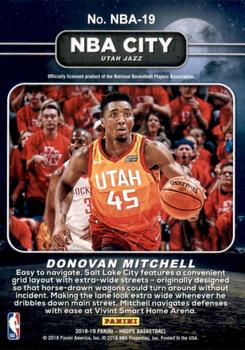 2018-19 Hoops - NBA City #NBA-19 Donovan Mitchell Back