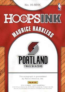 2018-19 Hoops - Hoops Ink #HI-MHK Maurice Harkless Back