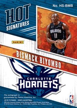 2018-19 Hoops - Hot Signatures #HS-BMB Bismack Biyombo Back
