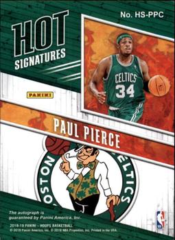 2018-19 Hoops - Red Hot Signatures #HS-PPC Paul Pierce Back