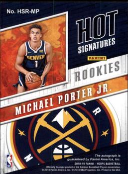 2018-19 Hoops - Hot Signatures Rookies #HSR-MP Michael Porter Jr. Back