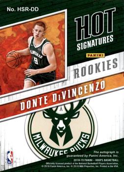 2018-19 Hoops - Hot Signatures Rookies #HSR-DD Donte DiVincenzo Back