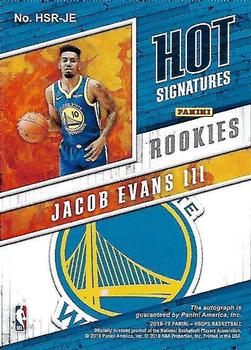 2018-19 Hoops - Hot Signatures Rookies #HSR-JE Jacob Evans III Back