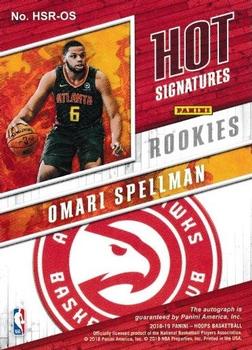 2018-19 Hoops - Hot Signatures Rookies #HSR-OS Omari Spellman Back