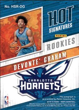 2018-19 Hoops - Hot Signatures Rookies #HSR-DG Devonte' Graham Back