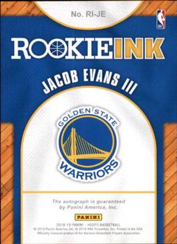 2018-19 Hoops - Rookie Ink #RI-JE Jacob Evans III Back