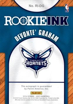 2018-19 Hoops - Rookie Ink #RI-DG Devonte' Graham Back