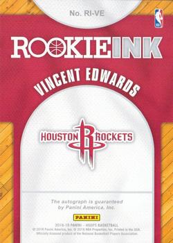 2018-19 Hoops - Rookie Ink #RI-VE Vincent Edwards Back