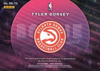 2018-19 Hoops - Rookie Remembrance #RR-TD Tyler Dorsey Back