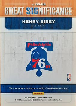 2018-19 Hoops - Great SIGnificance #GS-HB Henry Bibby Back