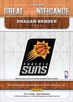 2018-19 Hoops - Great SIGnificance #GS-DB Dragan Bender Back
