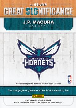 2018-19 Hoops - Great SIGnificance #GS-JMP J.P. Macura Back