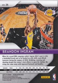 2018-19 Panini Prizm #26 Brandon Ingram Back