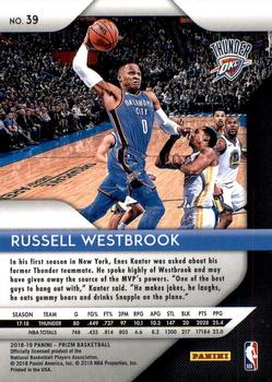 2018-19 Panini Prizm #39 Russell Westbrook Back