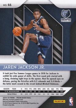 2018-19 Panini Prizm #66 Jaren Jackson Jr. Back