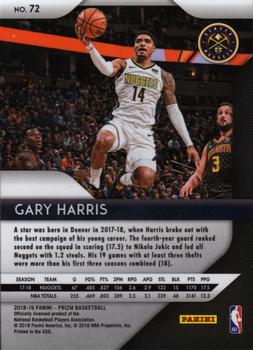 2018-19 Panini Prizm #72 Gary Harris Back
