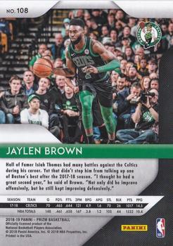 2018-19 Panini Prizm #108 Jaylen Brown Back