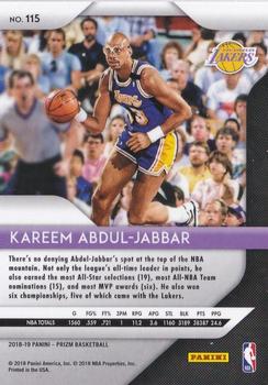 2018-19 Panini Prizm #115 Kareem Abdul-Jabbar Back