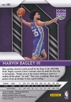 2018-19 Panini Prizm #181 Marvin Bagley III Back