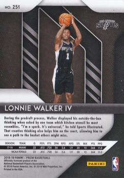2018-19 Panini Prizm #251 Lonnie Walker IV Back