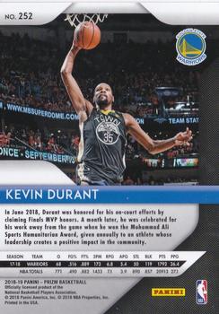 2018-19 Panini Prizm #252 Kevin Durant Back