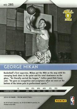 2018-19 Panini Prizm #285 George Mikan Back