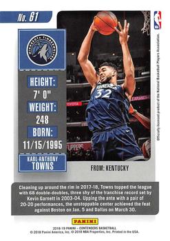 2018-19 Panini Contenders #61 Karl-Anthony Towns Back
