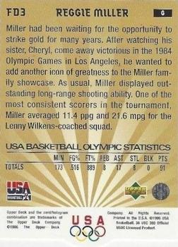 1996 Upper Deck USA - Follow Your Dreams Exchange Silver #FD3 Reggie Miller Back