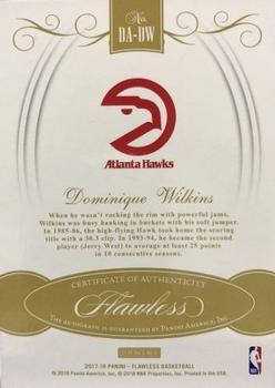 2017-18 Panini Flawless - Distinguished Autos Gold #DA-DW Dominique Wilkins Back
