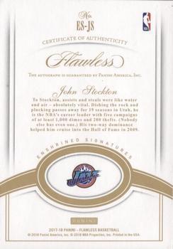 2017-18 Panini Flawless - Enshrined Signatures Platinum #ES-JS John Stockton Back