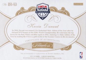 2017-18 Panini Flawless - USA Basketball Gold #USA-KD Kevin Durant Back