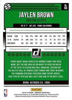 2018-19 Donruss - Holo Green and Yellow Laser #66 Jaylen Brown Back