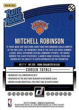 2018-19 Donruss - Holo Green and Yellow Laser #163 Mitchell Robinson Back
