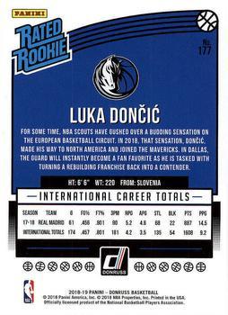 2018-19 Donruss - Holo Green and Yellow Laser #177 Luka Doncic Back
