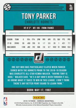 2018-19 Donruss - Holo Green Laser #48 Tony Parker Back