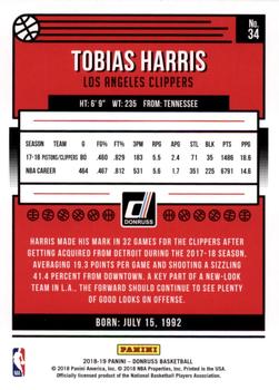 2018-19 Donruss - Holo Orange Laser #34 Tobias Harris Back
