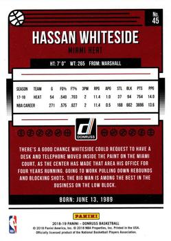 2018-19 Donruss - Press Proof Blue Laser #45 Hassan Whiteside Back