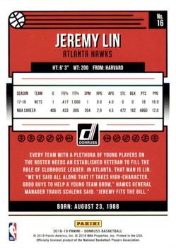 2018-19 Donruss - Press Proof Purple #16 Jeremy Lin Back