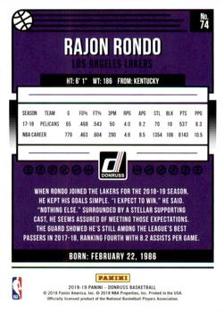 2018-19 Donruss - Press Proof Purple #74 Rajon Rondo Back