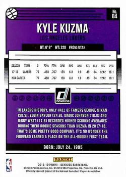 2018-19 Donruss - Press Proof Purple #84 Kyle Kuzma Back