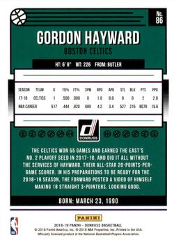 2018-19 Donruss - Press Proof Red Laser #86 Gordon Hayward Back