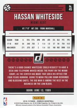2018-19 Donruss - Press Proof Silver #45 Hassan Whiteside Back