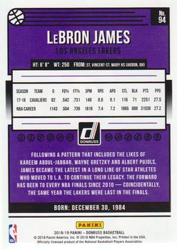 2018-19 Donruss - Press Proof Silver #94 LeBron James Back