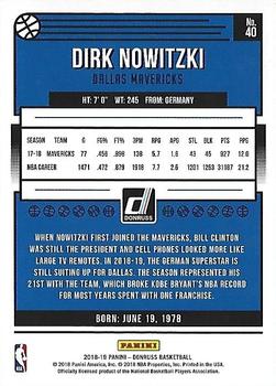 2018-19 Donruss - Yellow Flood #40 Dirk Nowitzki Back