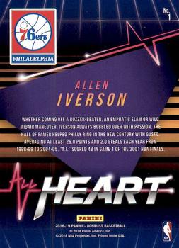 2018-19 Donruss - All Heart #1 Allen Iverson Back